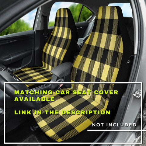 Image of Yellow Plaid Steering Wheel Cover, Car Accessories, Car decoration, comfortable