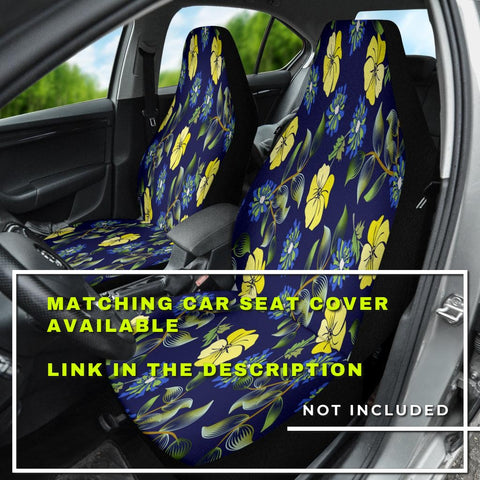 Image of Yellow Roses Flowers Floral Blue Steering Wheel Cover, Car Accessories, Car