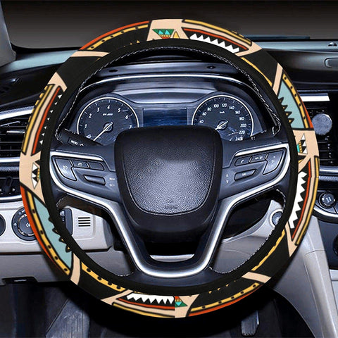 Image of Abstract Triangle Tribal Patterns Steering Wheel Cover, Car Accessories, Car