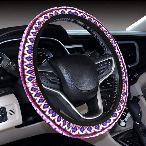 Image of Purple Persian Ethnic Aztec Boho Chic Bohemian Pattern Steering Wheel Cover, Car