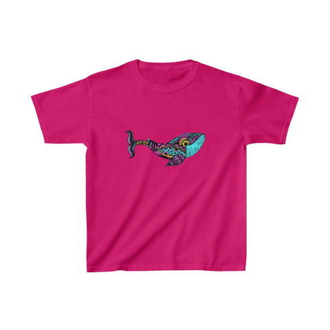 Image of Colorful Abstract Mandala Whale Kids Heavy Cotton Tshirt
