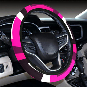 Black Pink Zig Zag Pattern Steering Wheel Cover, Car Accessories, Car