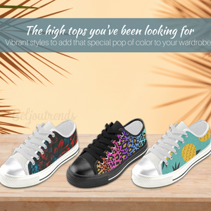 Splash of Color Women's Low Top Canvas Shoes - High-Quality Streetwear - Vibrant Hippie Printed High Tops - Ideal Gift for Colorful Fashion