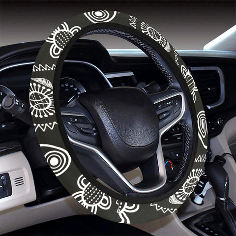 Image of Black Paisley Flower Steering Wheel Cover, Car Accessories, Car decoration,