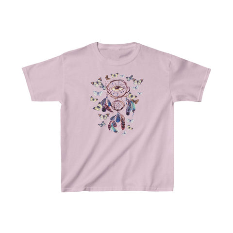 Image of Multicolored Butterfly Dreamcatcher Kids Heavy Cotton Tshirt