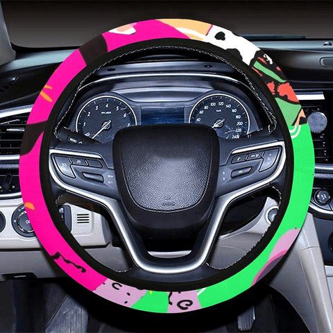 Image of Abstract Fun Color Patterns Steering Wheel Cover, Car Accessories, Car