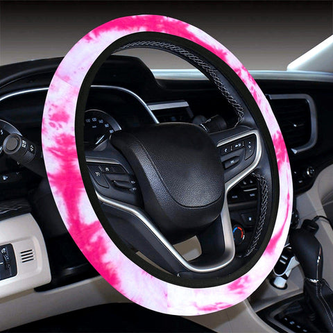 Image of Pink Tie Dye Grunge Abstract Art Steering Wheel Cover, Car Accessories, Car