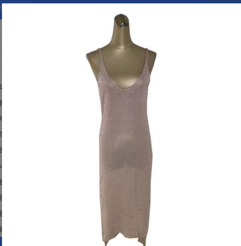 Image of Shiny Knitted Split Cover Up Dress