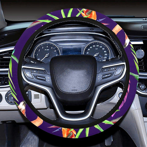 Image of Tropical Exotic Leaves Watercolor Steering Wheel Cover, Car Accessories, Car