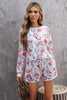 Floral Long Sleeve Top And Shorts Lounge Set