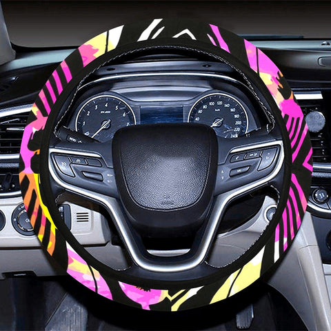 Image of Pink Animal Print Design Steering Wheel Cover, Car Accessories, Car decoration,