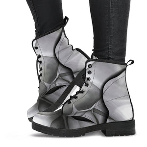 Abstract Background: Women's Vegan Leather Boots, Ankle Lace,up Boots,