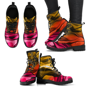 Abstract Background: Women's Multicolor Vegan Leather Boots, Ankle