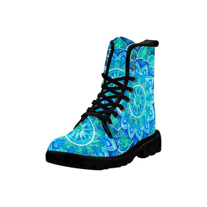 Abstract Blue Circle Womens Boots,Comfortable Boots,Decor Womens Boots,Combat Boots Rain Boots