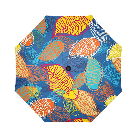 Image of Abstract Bright Leaves Auto-Foldable Umbrella (Model U04)