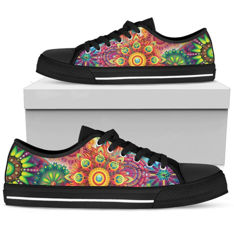 Image of Abstract Bright Psychedelic High Quality,Handmade Crafted,Spiritual, Low Tops Sneaker, Canvas Shoes,High Quality, Multi Colored,Spiritual