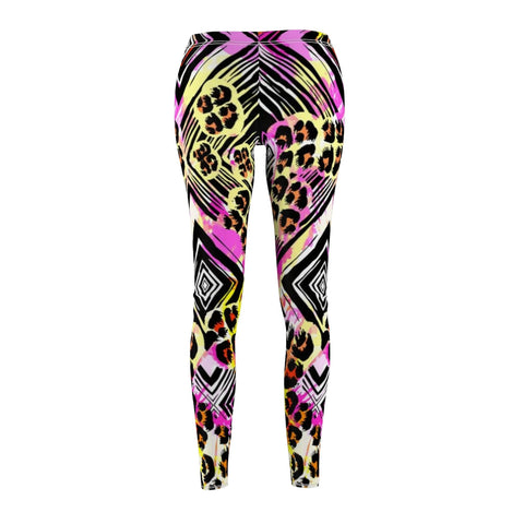 Image of Abstract Cheetah Animal Print Pink Yellow Multicolored Women's Cut & Sew Casual