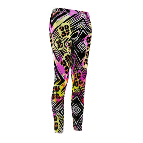 Image of Abstract Cheetah Animal Print Pink Yellow Multicolored Women's Cut & Sew Casual