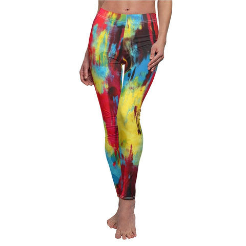 Image of Abstract Colorful Red Yellow Multicolored Paint Print Women's Cut & Sew Casual