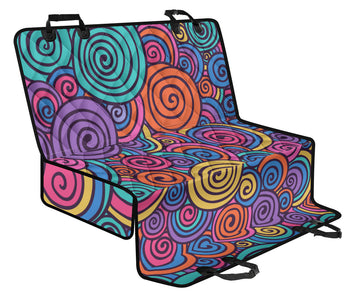Abstract Colorful Swirl Pattern Car Seat Covers , Backseat Pet Protector,