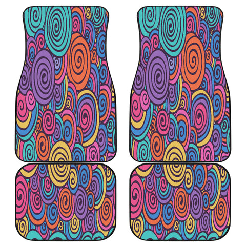 Image of Abstract Colorful Swirls Pattern Car Mats Back/Front, Floor Mats Set, Car