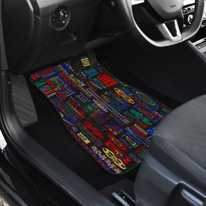 Abstract Ethnic Pattern Car Mats Back/Front, Floor Mats Set, Car Accessories