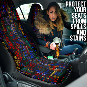 Ethnic Abstract Pattern Front Car Seat Covers, Cultural Art Car Seat Protector,