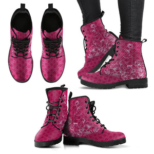 Abstract Floral Figure Women's Vegan Leather Boots, Hippie Spiritual