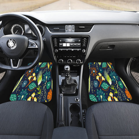 Image of Abstract Floral pattern Car Mats Back/Front, Floor Mats Set, Car Accessories