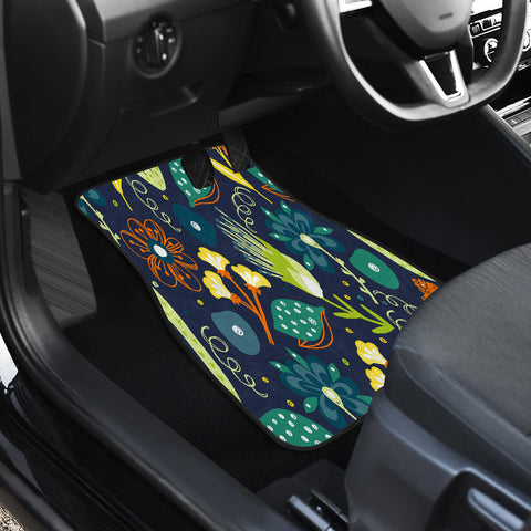 Image of Abstract Floral pattern Car Mats Back/Front, Floor Mats Set, Car Accessories