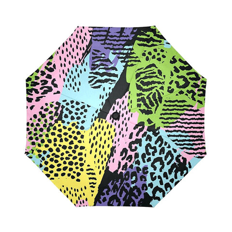 Image of Abstract Geometric Pattern with Animal Print Auto-Foldable Umbrella (Model U04)