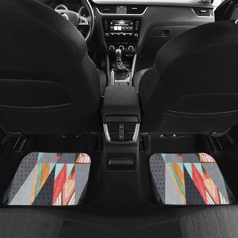 Image of Abstract Geometric Shapes Triangle Car Mats Back/Front, Floor Mats Set, Car