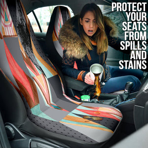 Geometric Triangle Shapes Abstract Front Car Seat Covers, Artistic Car Seat
