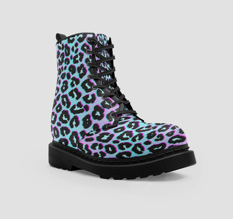 Image of Abstract Leopard Print Vegan Wo's Boots , Chic Footwear , Classic
