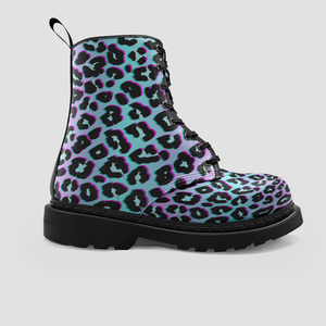 Abstract Leopard Print Vegan Wo's Boots , Chic Footwear , Classic