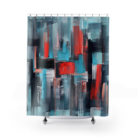 Image of Abstract Multicolored Paint Brush Stroke Shower Curtains, Water Proof Bath Decor