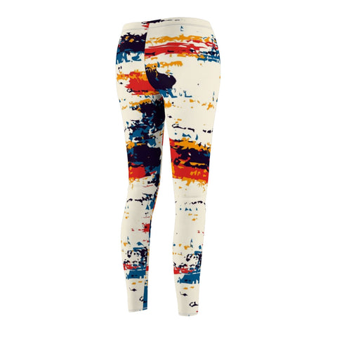 Image of Abstract Paint Colorful Multicolored Women's Cut & Sew Casual Leggings, Yoga