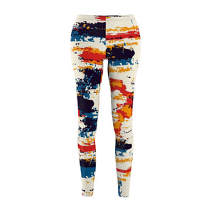 Abstract Paint Colorful Multicolored Women's Cut & Sew Casual Leggings, Yoga