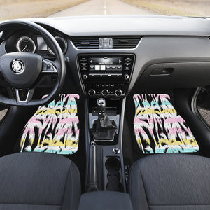 Abstract Palm Trees Pattern Car Mats Back/Front, Floor Mats Set, Car Accessories