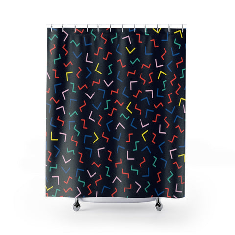 Image of Abstract Zig Zag Colorful Multicolored Retro Shower Curtains, Water Proof Bath
