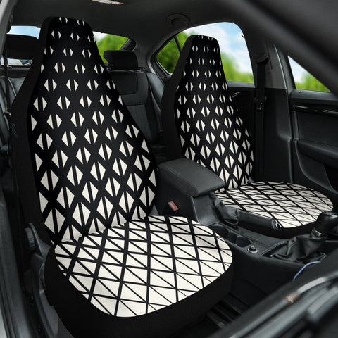 Image of Abstract Black & White Deco Art Print Front Car Seat Covers, Car Seat Protector,