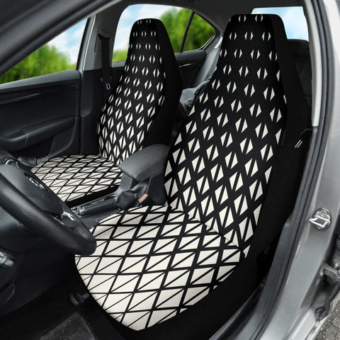 Image of Abstract Black & White Deco Art Print Front Car Seat Covers, Car Seat Protector,