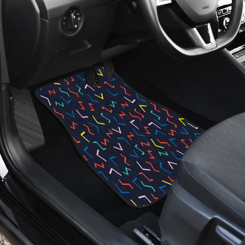 Image of Abstract colorful retro lines Car Mats Back/Front, Floor Mats Set, Car