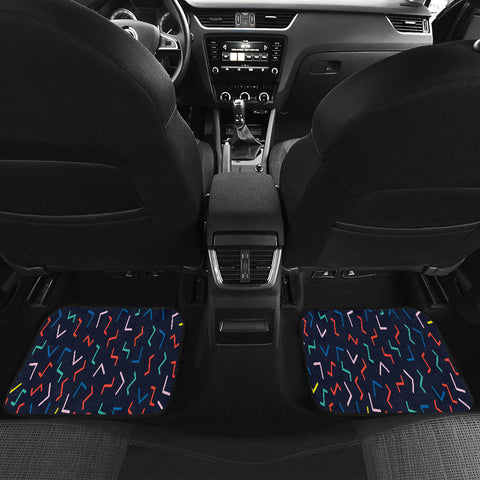 Image of Abstract colorful retro lines Car Mats Back/Front, Floor Mats Set, Car Accessories