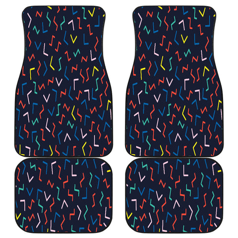 Image of Abstract colorful retro lines Car Mats Back/Front, Floor Mats Set, Car