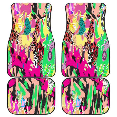Image of Abstract fun color patterns Car Mats Back/Front, Floor Mats Set, Car Accessories