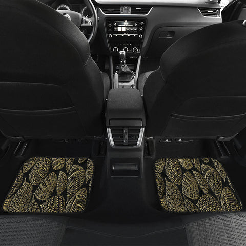 Image of Abstract gold leaves Car Mats Back/Front, Floor Mats Set, Car Accessories