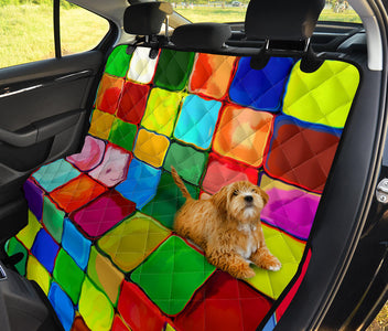 Rainbow Mosaic Tile Pattern Backseat Pet Covers , Colorful Abstract Art, Car