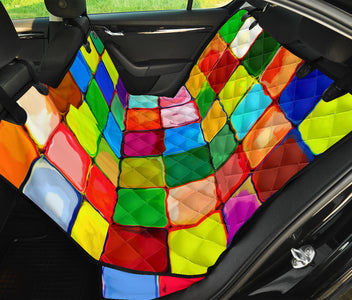 Rainbow Mosaic Tile Pattern Backseat Pet Covers , Colorful Abstract Art, Car