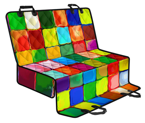 Image of Rainbow Mosaic Tile Pattern Backseat Pet Covers , Colorful Abstract Art, Car